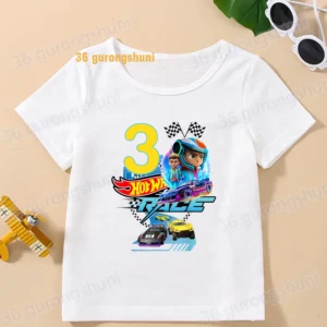 Baby Short Sleeve Boys t Shirt For Girls Tshirt Girl t-shirt Kids Clothes car Hot Wheels Race 3 4 5 6 birthday Graphic t Shirts